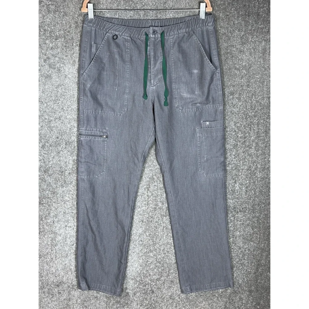 FIGS Cairo Cargo Scrub‎ Pants Mens Size Medium Graphite Gray Drawstring Pockets
